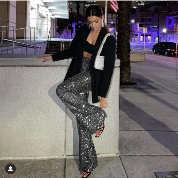 Zara Pants - Zara* Wide Leg Sequin Pants Trousers